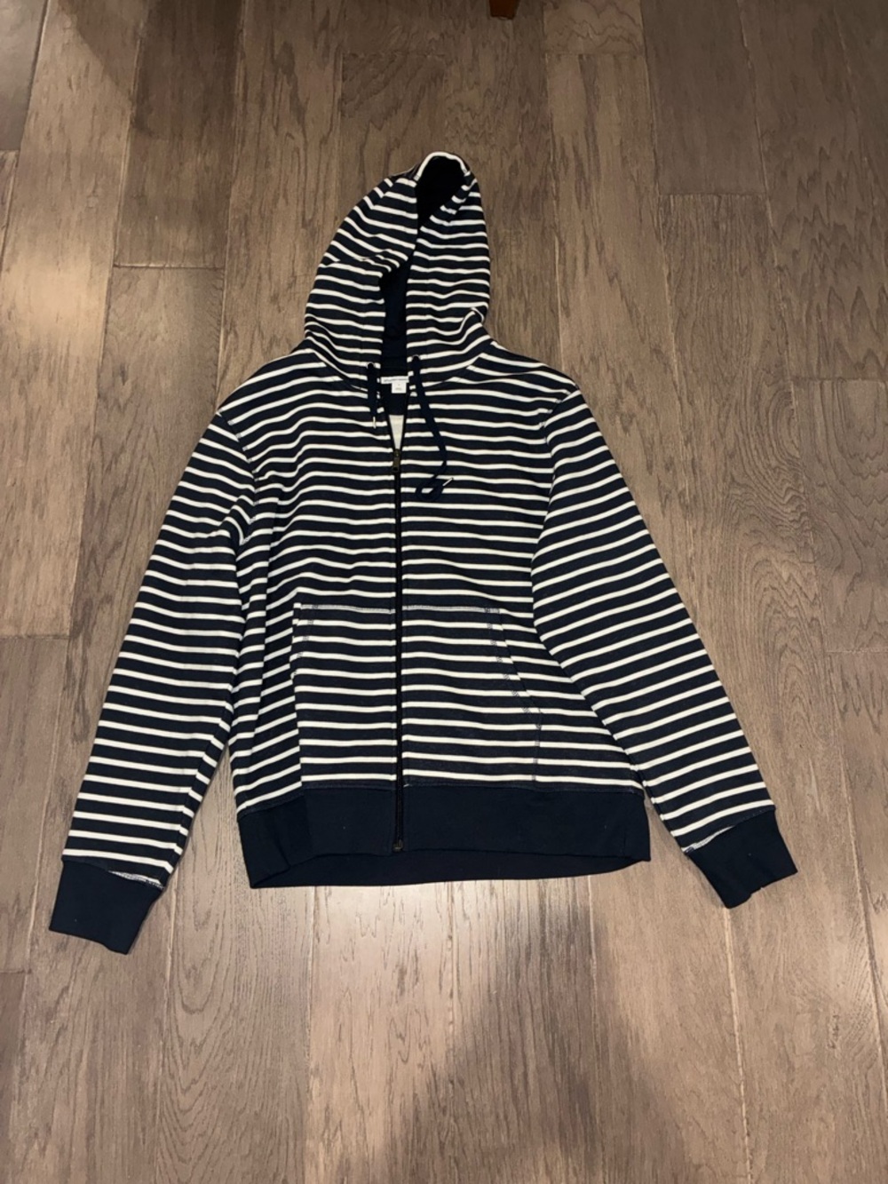 Amazon Essentials Men’s Full Zip Hoodie | XL | Navy & White Stripe | Super Soft